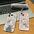 Pink deer heart bracket suitable for apple 17pro mobile phone case bunny iphone16/13 anti-fall protective cover