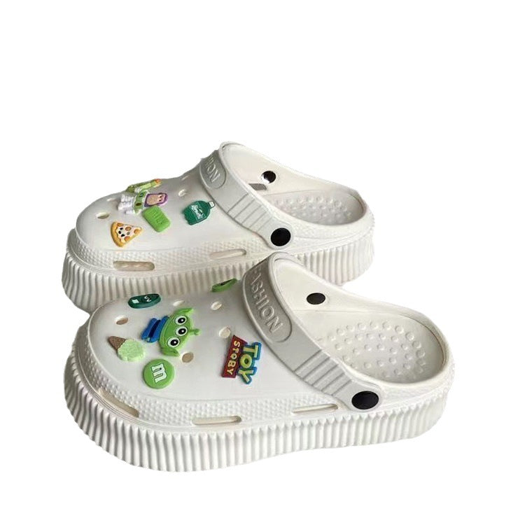 New arrival crocs women's ins trendy outwear 2023summereasiest for match heighteningplatform shoes toe beach sandals cartoon