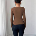 Amazon fashionexport women's pure colorsense of designcut outlong sleeves right shoulder t-shirt silmeleganttops