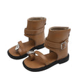 Retro square toe toe sandals women's summer outwear new arrivaleasiest for match belt buckle short boots hidden heel roman sandals