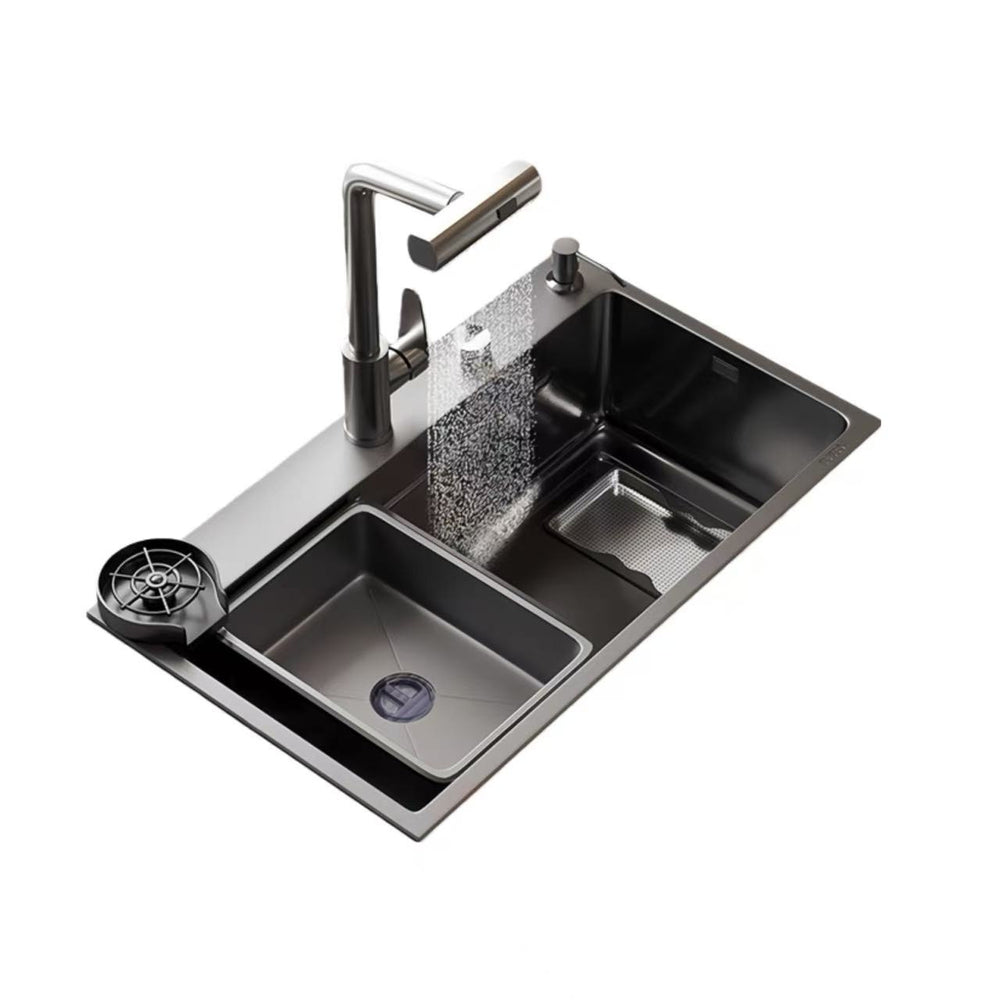 Thickened 5mm slag collection kitchen sink large single slot 304 stainless steel for home vegetable basin countertop middle and lower dishwashing sink
