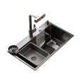 Thickened 5mm slag collection kitchen sink large single slot 304 stainless steel for home vegetable basin countertop middle and lower dishwashing sink