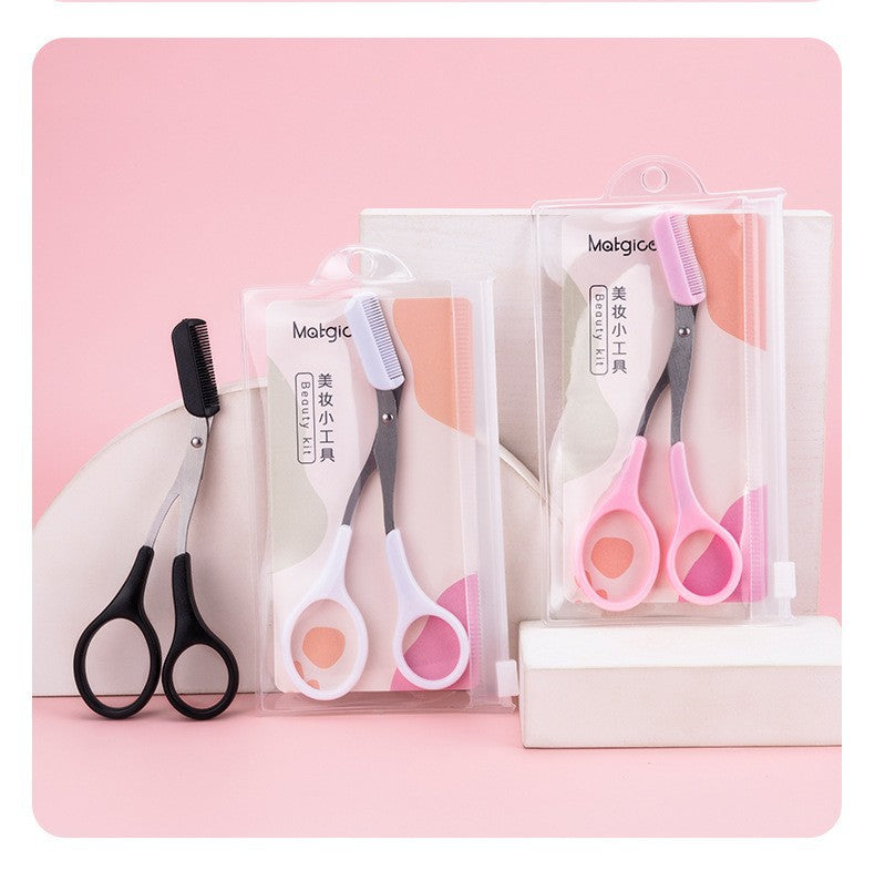 Ready-to-ship wholesale eyebrow trimming scissors for beginners, beauty and makeup tools, eyebrow shears, small scissors, new style eyebrow trimming scissors with comb