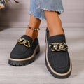 export plus size women's autumn new metal chain chunky sole fashionable versatile casual loafers wholesale
