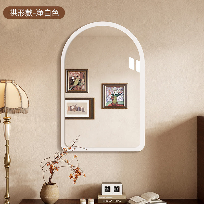 Retro bathroom mirror wall self-adhesive toilet washstand medieval makeup mirror non-punching half-body mirror wall-mounted
