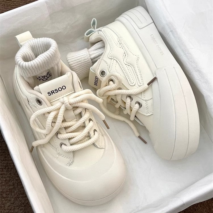 Best sellingthick sole shoes women 2026new arrivalfall and winterwhite shoes women's styleeasiest for matchcasual sneakersplatform shoes sports shoes