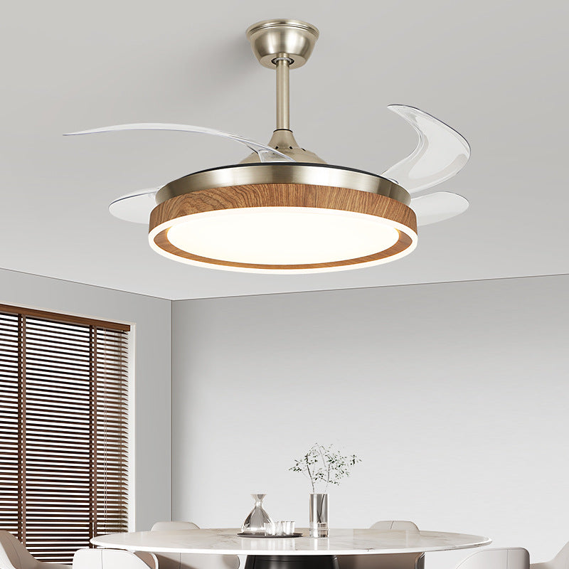 Walnut dining room fan light invisible fan light new simple advanced silent electric fan ceiling light living room light