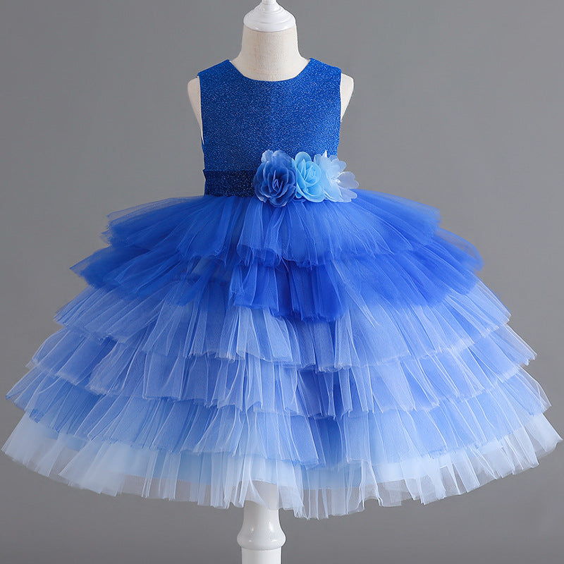 New arrival: gradient tulle tutu dress - girls' princess party dress, flower dresses for export