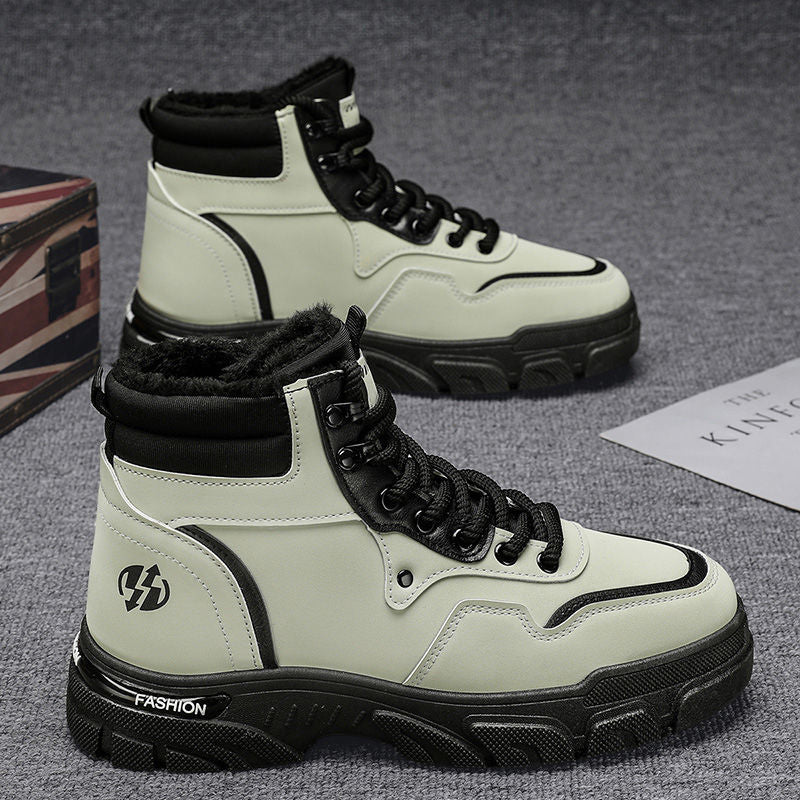 Men's snow boots: winter trendy martin boots, fleece-lined, extra thick, warm, fashionable, retro, anti-slip, wear-resistant, work boots for men