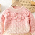 Girlsweaterspring & fallsense of design beaded flower bottom shirt gradient color sweateroutwear lazy soft waxytwo-piece set