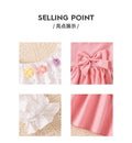 girls' two-piece set: white tulle top with floral appliqué and pink tiered skirt - autumn outfit for kids