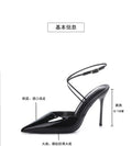2025 spring/summer new pointed-toe nude patent leather high heels - women's stiletto strappy gorgeous executive shoes - sexy sandals