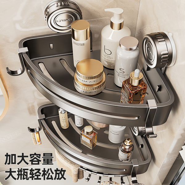 Toilet Suction Cup Shelf Bathroom Gun Ash No Punching Wall Hanging Sink Shower Room Toilet Storage Triangle Basket
