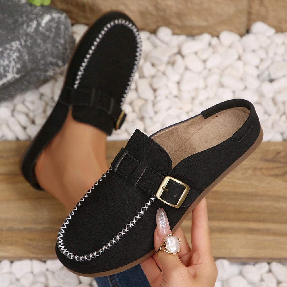 Exportplus size spring bean shoes flats slippers one-leg exportplus size lazy half slippers wholesale