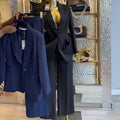 European and american cross-border women's fashion:  spring new collection - stylish and elegant striped blazer and wide-leg pants casual set