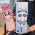 Cartoon red panda straight body insulated water bottle, 316 stainless steel, large capacity, dual-drink kids' water bottle, cute straw cup