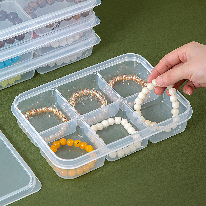 Desktop grid transparent jewelry storage box plastic with lid multi-grid classification Wenwan bracelet beaded storage box