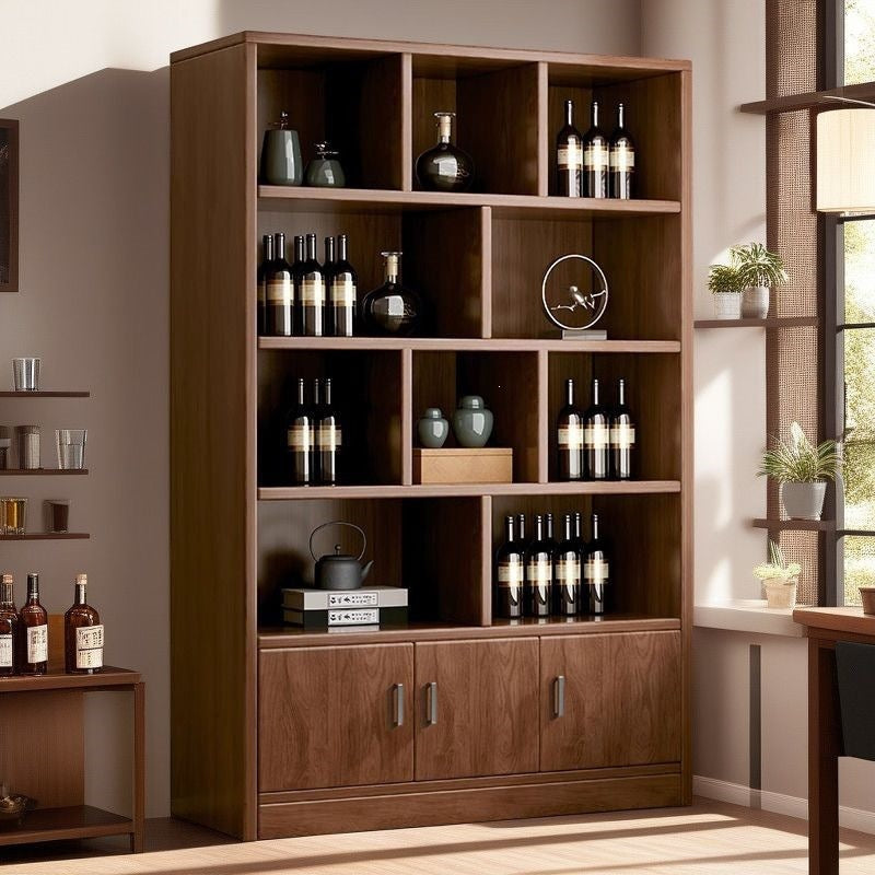 For homefloor-standing storage rack, whole wall storage cabinet, multi-layer solid wood wine cabinet, all-in-one wall bookcase, living room storage cabinet
