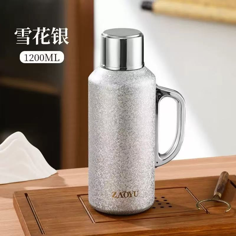 Titanium-coated stew pot teapot - premium portable car-use large capacity insulated mug with tea infuser - perfect business gift for men and women
