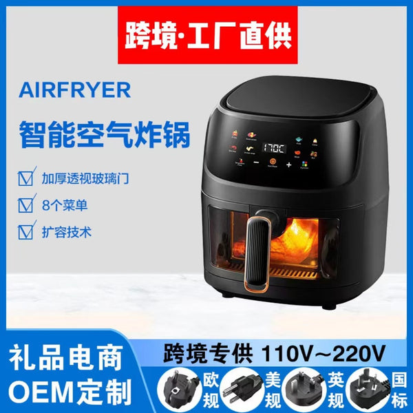 Cross-border Air fryer Visual air fryer Household 8L large-capacity color screen intelligent electric fryer French fries machine factory