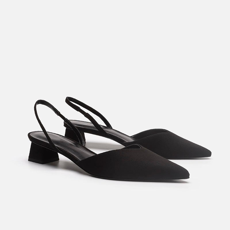 Baotou sandals for women 2024new arrivalsummercasual pointed toe square heel sandals for women high heels thin strap fashion women's flats