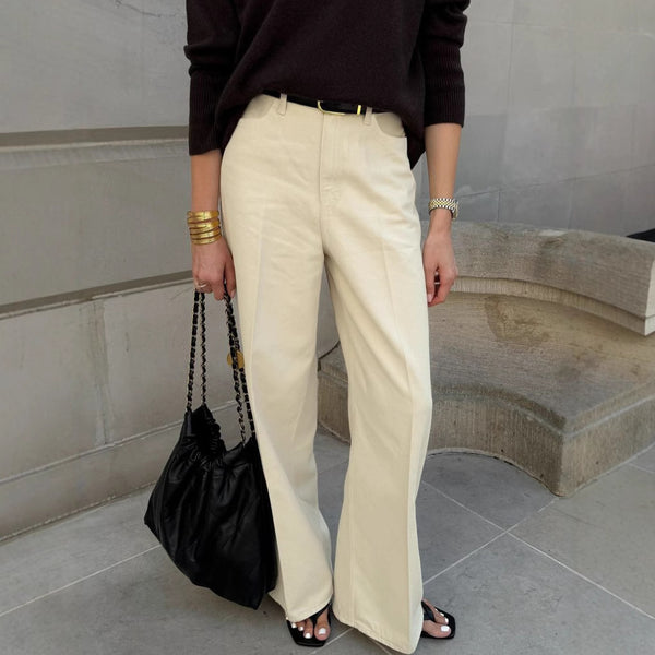 2025 autumn and winter new commuter versatile khaki pure cotton casual pants high waist drape straight trousers  women's clothing