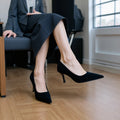 Comfortable heels: stiletto heels for women - 2025 french style work & professional black pumps - suede, spring, slimming
