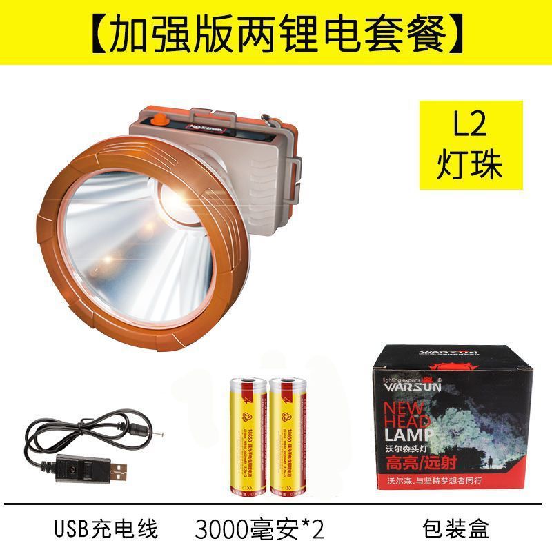 Walson manufacturer W60 headlamp, strong light charging, special for night fishing, super bright long-distance shooting miner lamp, head wearing outdoor headlamp