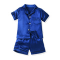 Boys' imitation ice silk pajamas - new summer collection for cross-border e-commerce, kids' short-sleeve loungewear, trendy summer air conditioning clothing for boys