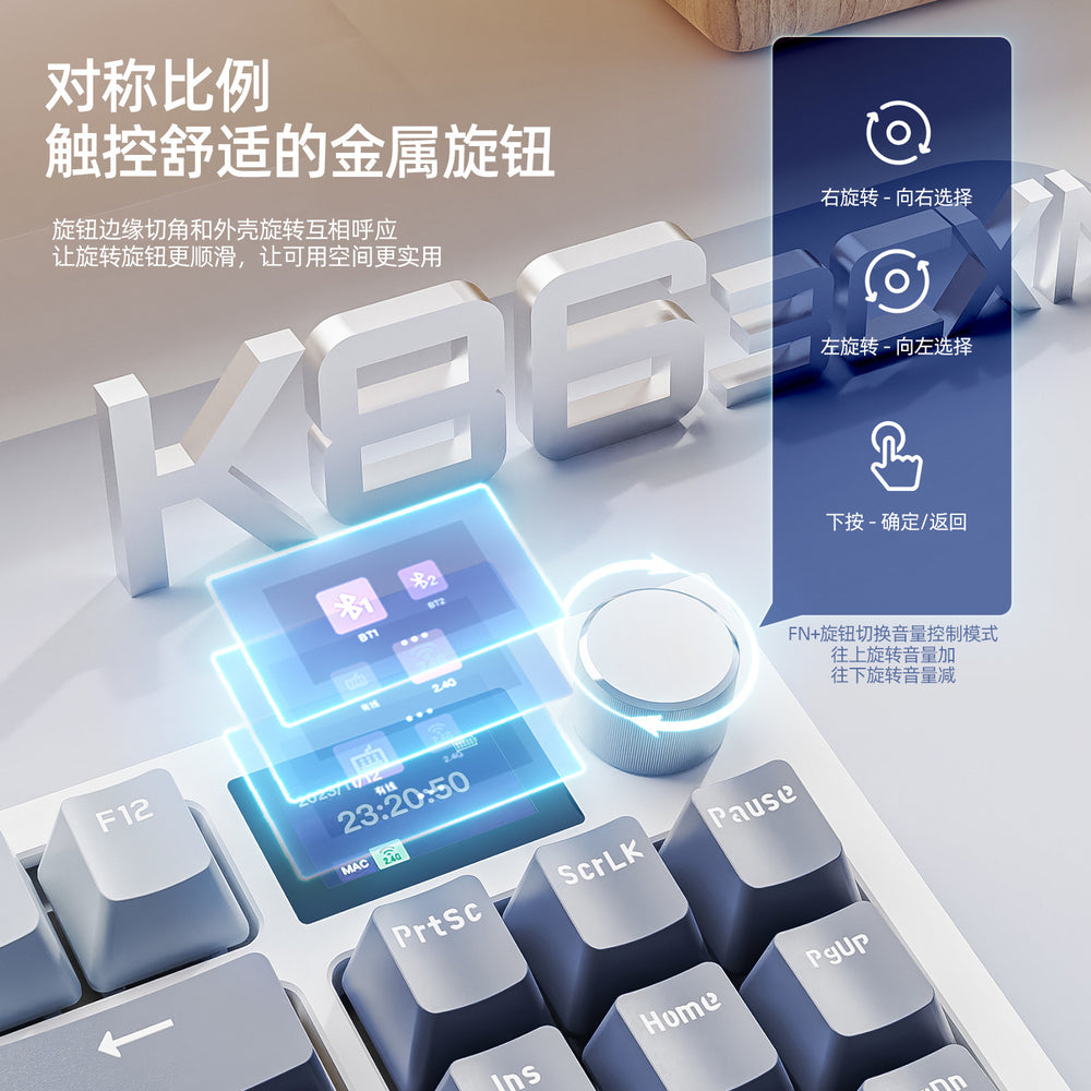 Attack shark k86 mechanical keyboard - wireless tri-mode bluetooth rgb display customizable hot-swappable mechanical keyboard