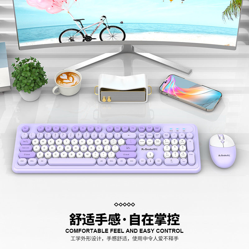 Viper wk200 wireless office keyboard and mouse suit silent and good-looking girls business typing keyboard 2.4g