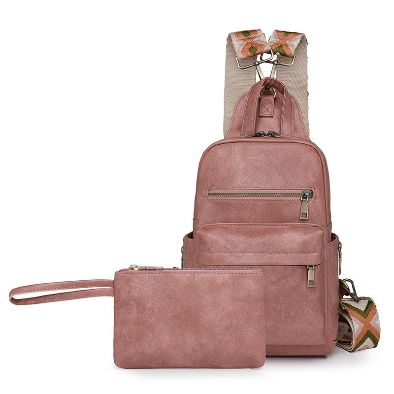 Cross-border small backpack backpack women's new bag pu women's bag, set lightweight backpack backpack commuting