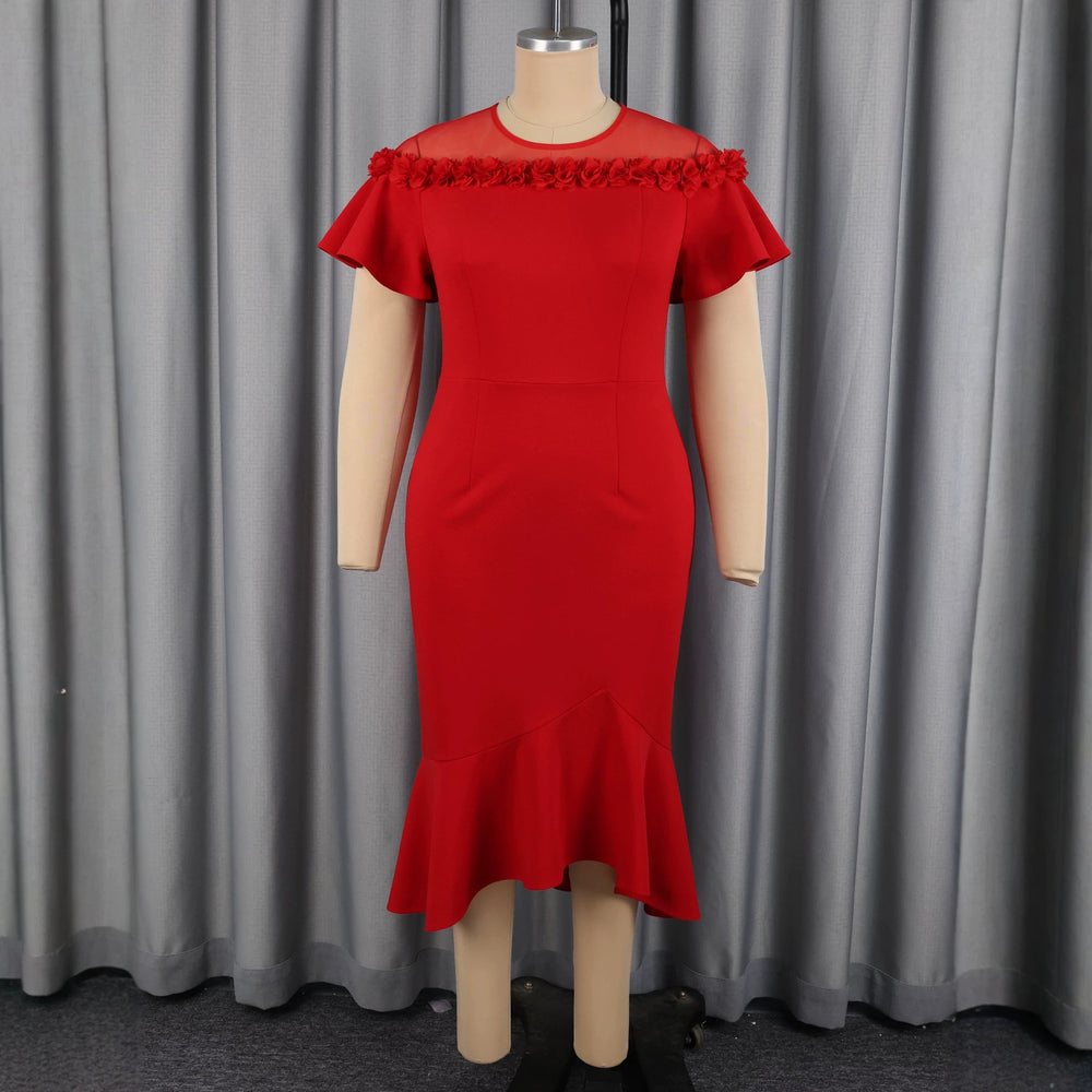 Summernew arrivalpatchworkpure colordress mesh laceelegant waist bag hip mermaid dressdresses