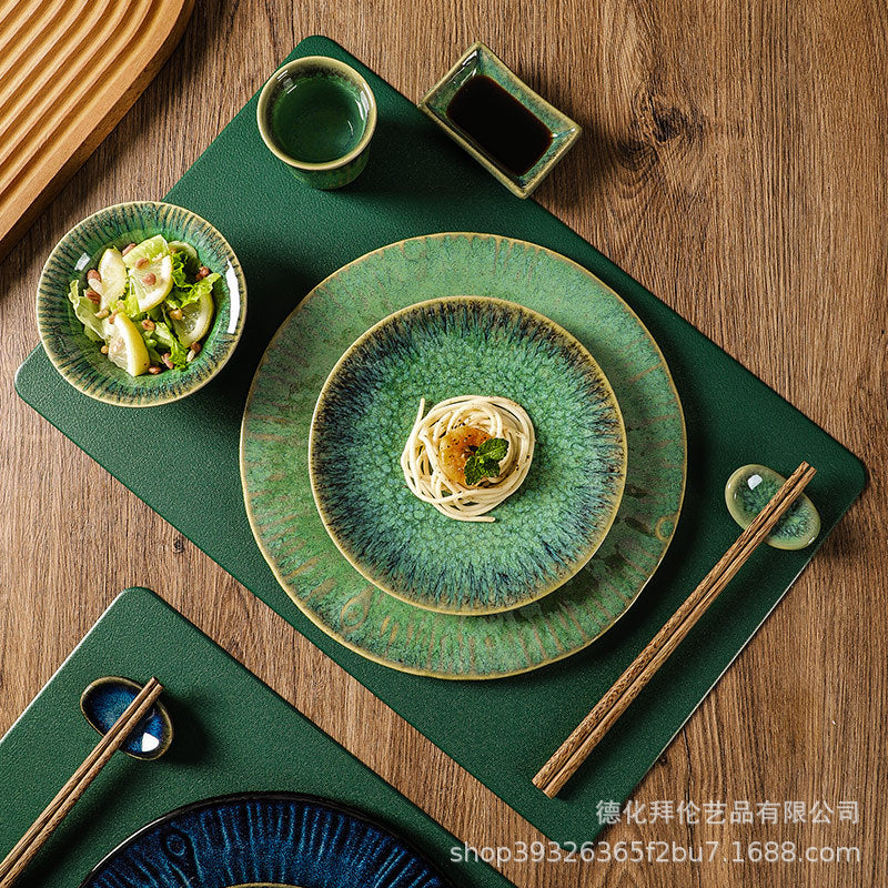 Japanese creative kiln-turned tableware ceramic suit restaurant for home model room stylish ceramic plate for one person to eat