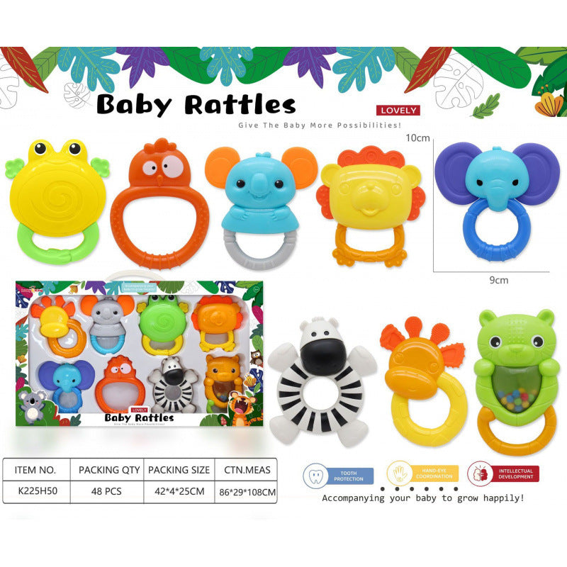 Cross-border export baby toys 0-1 years old gift box rattle set newborn baby soothing hand crank grip puzzle