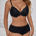 french sexy lace trim women's lingerie set - push-up, anti-sag, minimizes bust size