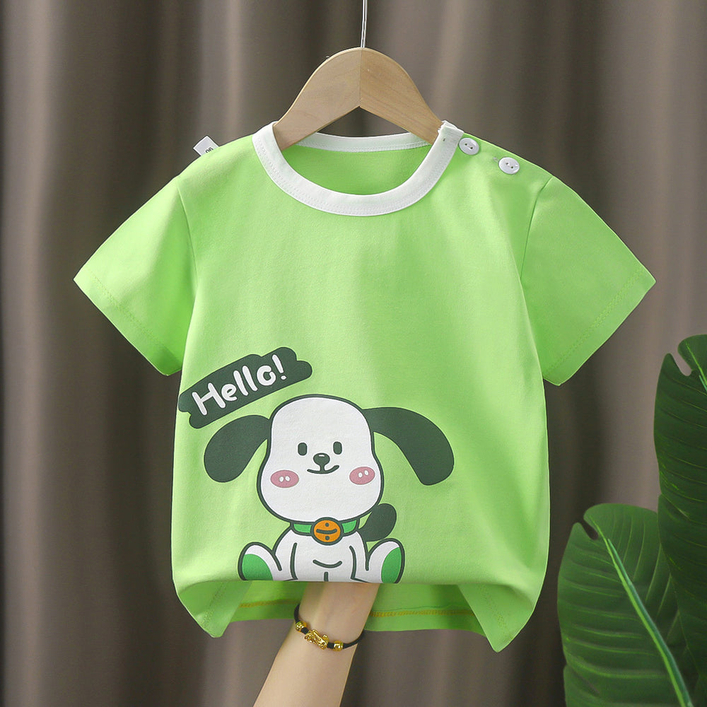 Kids' short-sleeve t-shirt, 100% cotton, baby undershirt, boys' and girls' summer top, 0-7 years old, dropshipping available