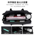Double-layer zipper satchel document bag office business meeting briefcase large-capacity document bag information bag printed logo