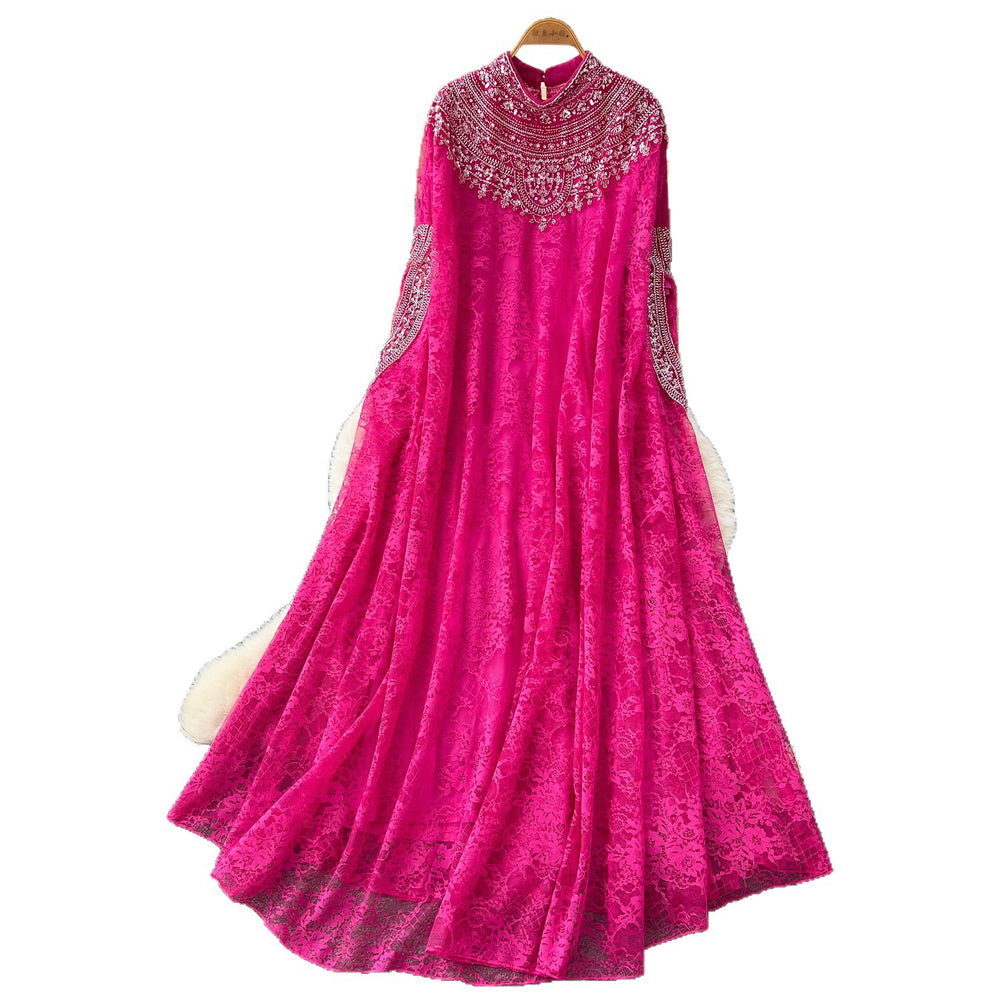 Classy sense outer wear heavy work embroidered beads sequinlacedress women's autum light mature style elegant large version skirt blouse skirt