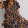 Shipped: new european and american cross-border women's printed casual v-neck dress - floral print, perfect for vacation, ideal for independent e-commerce stores
