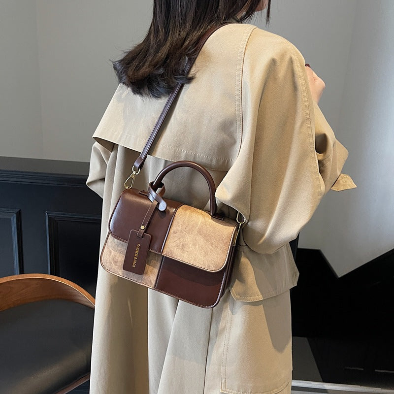 Bag Women's 2025 New Winter Fashion Versatile High-value Women's Bag Splicing Simple Portable Shoulder Bag Crossbody Bag