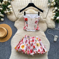 French-style bandeau top & midi skirt set - women's summer slim-fit two-piece outfit for a sweet and spicy look
