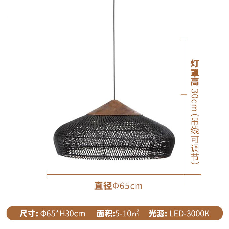 Wabi Silent Wind Retro Chandelier B & B Restaurant Tea Room Catering Clothing Store Rattan Designer Solid Wood Japanese Decorative Light