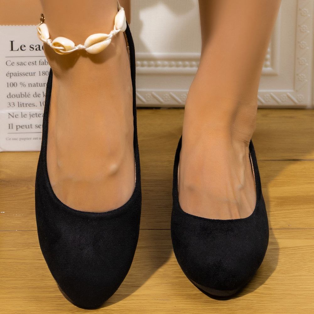 plus size thick heel flats women's  spring new arrival suede toe toe shallow mouth beanie shoes spot wholesale