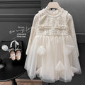 Girls' dress -  autumn new arrival: high-end starry sky sparkle princess dress with lace top, vest, and tutu skirt - trendy style