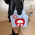 Cute plaid puppy print bag for women, 2025 new trendy versatile shoulder bag, lazy style commuter crossbody bag