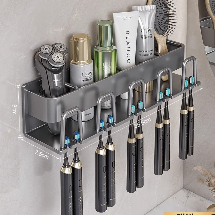Electric tooth cup toothpaste toothbrush shelf storage rack for homesuit punch-free bathroom bathroom mouthwash cup wall hanging