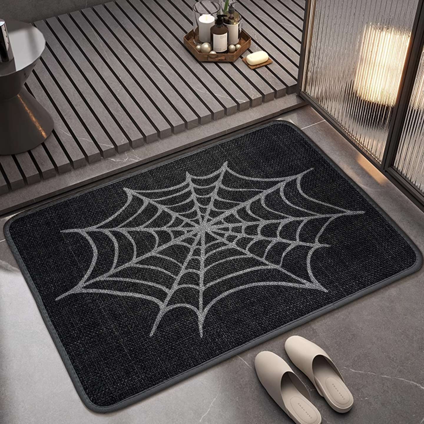Style woven bathroom non-slip foot mat, toilet absorbent floor mat, toilet dirt-resistant and anti-drop carpet, toilet door mat