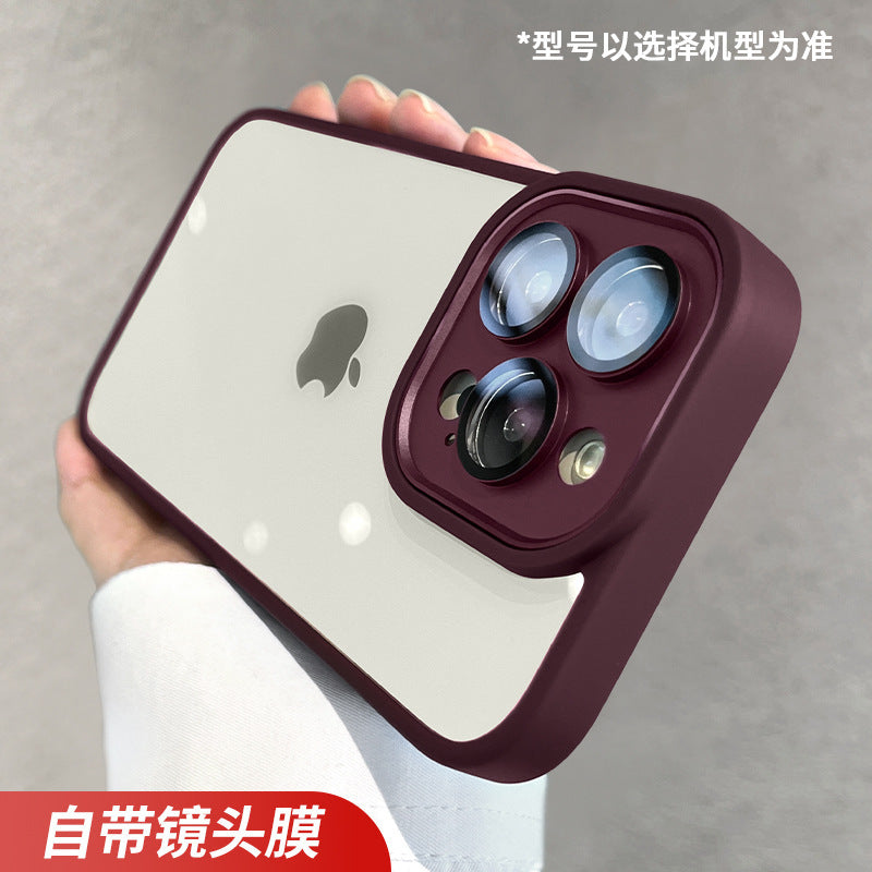 Suitable for iphone16 mobile phone case, gold shield all-inclusive lens film, apple 14 transparent anti-fall 13promax protective case