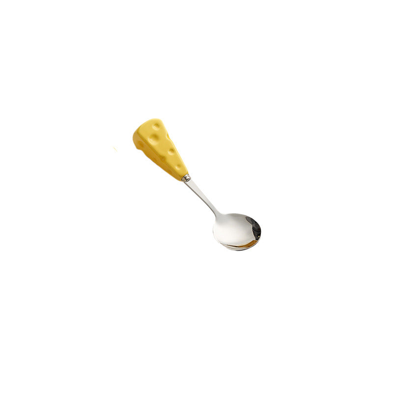 New arrivalins style cheese knife, fork and spoon oven mitts ceramic handle stainless steel fork and spoon kids creative steak knife wholesale